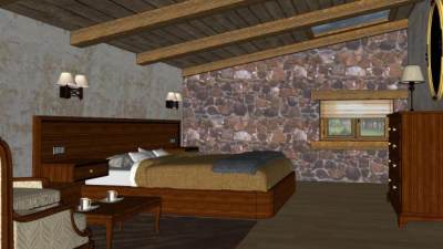 现代酒店卧室SU模型下载_sketchup草图大师SKP模型