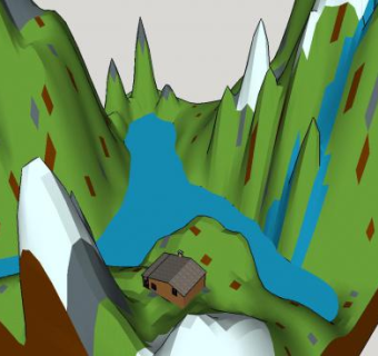 高山流水地形3D剖面SU模型下载_sketchup草图大师SKP模型