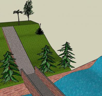 户外景观流水石桥SU模型下载_sketchup草图大师SKP模型