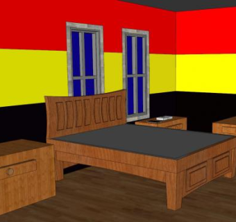 简约魅惑队伍卧室SU模型下载_sketchup草图大师SKP模型