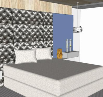 简约主卧室内房间SU模型下载_sketchup草图大师SKP模型