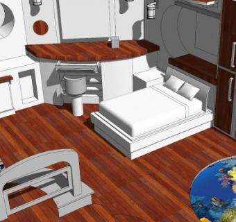 现代主卧州房卧室SU模型下载_sketchup草图大师SKP模型