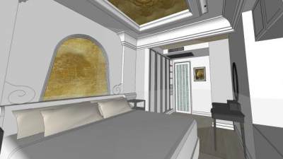 现代公寓卧室装修SU模型下载_sketchup草图大师SKP模型