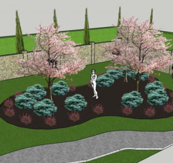 别墅花园景观样本SU模型下载_sketchup草图大师SKP模型