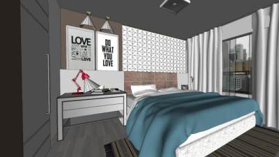 休闲卧室房间SU模型下载_sketchup草图大师SKP模型