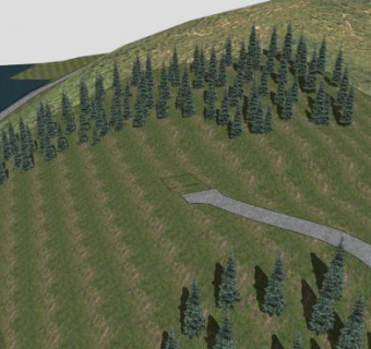 山谷湖泊盘绕公路SU模型下载_sketchup草图大师SKP模型