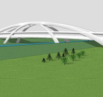 桥与景观河流SU模型下载_sketchup草图大师SKP模型