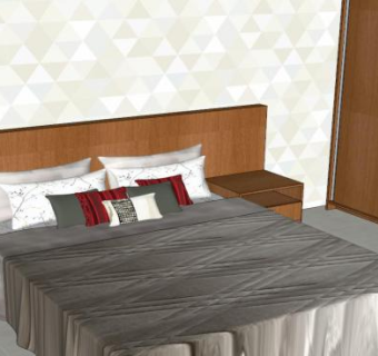 现代房间卧室装修SU模型下载_sketchup草图大师SKP模型