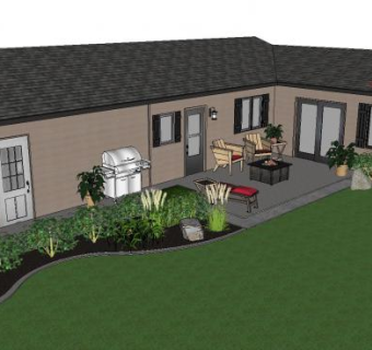 日式住宅后院花园风景SU模型下载_sketchup草图大师SKP模型