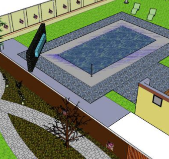 别墅花园走道景观设计SU模型下载_sketchup草图大师SKP模型