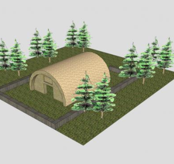 郊区景观植被木屋SU模型下载_sketchup草图大师SKP模型