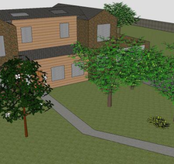 绿坪地庭院园艺观景房屋SU模型下载_sketchup草图大师SKP模型