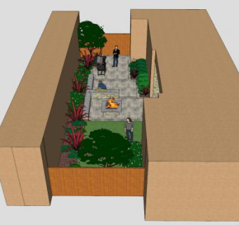 侧院园艺小景观聚会场所SU模型下载_sketchup草图大师SKP模型