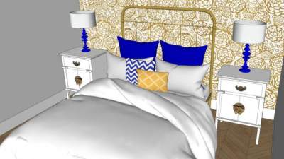 北欧风格卧室房间SU模型下载_sketchup草图大师SKP模型