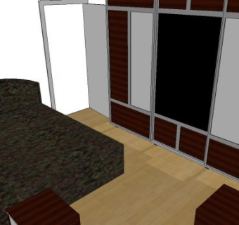 朴素现代卧室房间SU模型下载_sketchup草图大师SKP模型