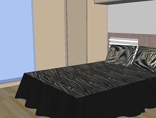 现代小型卧室<em>房间</em>SU模型下载_sketchup草图大师SKP模型