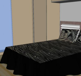 现代小型卧室房间SU模型下载_sketchup草图大师SKP模型