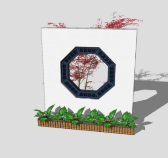 苏州园林漏窗景墙风格SU模型下载_sketchup草图大师SKP模型