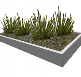 现代园艺植物水泥盆栽SU模型下载_sketchup草图大师SKP模型