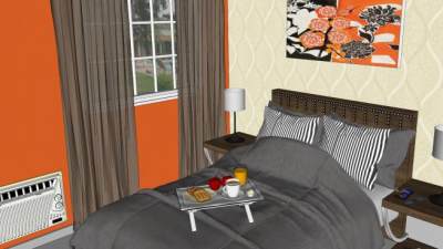 现代温馨卧室SU模型下载_sketchup草图大师SKP模型