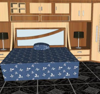 现代电视面板卧室SU模型下载_sketchup草图大师SKP模型