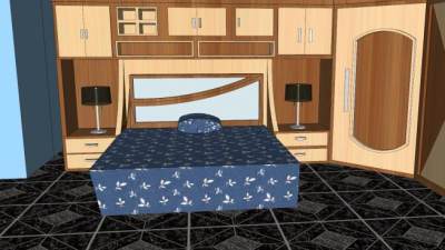 现代电视面板卧室SU模型下载_sketchup草图大师SKP模型