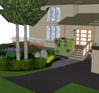 住宅区前院园艺景观SU模型下载_sketchup草图大师SKP模型