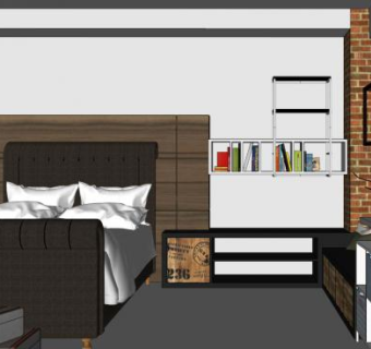 我的房间卧室装修SU模型下载_sketchup草图大师SKP模型