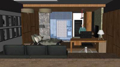 商业酒店内部卧室SU模型下载_sketchup草图大师SKP模型