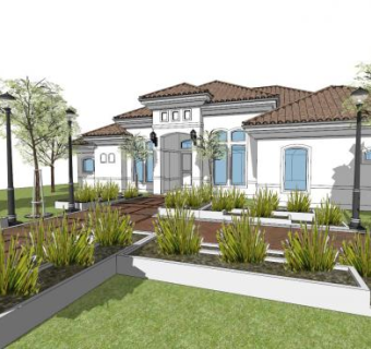 别墅家园与走道园林景观SU模型