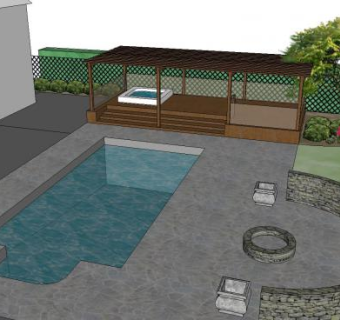住所木棚泳池庭院观景SU模型下载_sketchup草图大师SKP模型