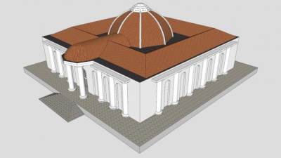 青春之泉的古建筑圣殿SU模型下载_sketchup草图大师SKP模型