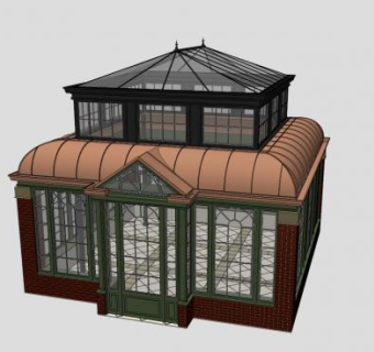 欧式复古温室建筑SU模型下载_sketchup草图大师SKP模型