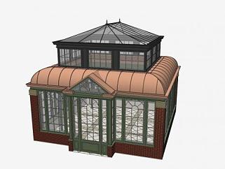 欧式复古温室建筑SU模型下载_sketchup草图大师SKP模型