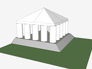 简易希腊寺庙建筑SU模型下载_sketchup草图大师SKP模型