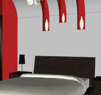 现代居室卧室装修SU模型下载_sketchup草图大师SKP模型