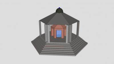 古建筑简易神殿SU模型下载_sketchup草图大师SKP模型