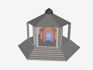 古建筑简易神殿SU模型下载_sketchup草图大师SKP模型