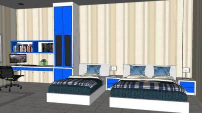 托儿所卧室装修SU模型下载_sketchup草图大师SKP模型