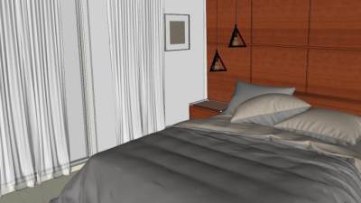 简约风格室内卧室房间SU模型下载_sketchup草图大师SKP模型