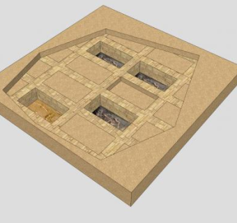 挖掘的古墓遗址SU模型下载_sketchup草图大师SKP模型