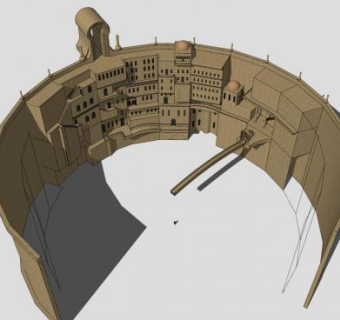 洞穴古堡建筑SU模型下载_sketchup草图大师SKP模型