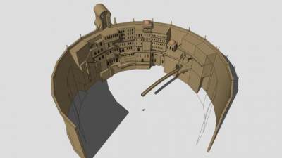 洞穴古堡建筑SU模型下载_sketchup草图大师SKP模型