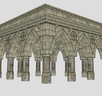 古老神庙门庭建筑SU模型下载_sketchup草图大师SKP模型