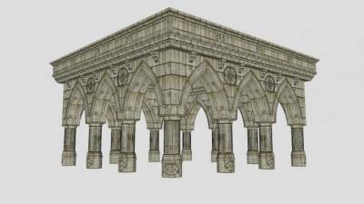 古老神庙门庭建筑SU模型下载_sketchup草图大师SKP模型