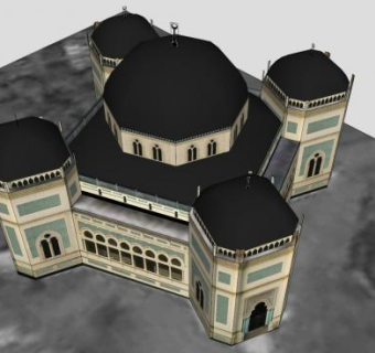 大清真寺建筑SU模型下载_sketchup草图大师SKP模型