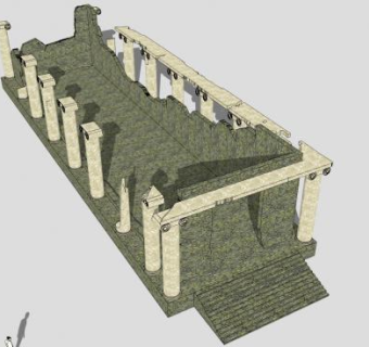 破败的古希腊神庙建筑SU模型下载_sketchup草图大师SKP模型