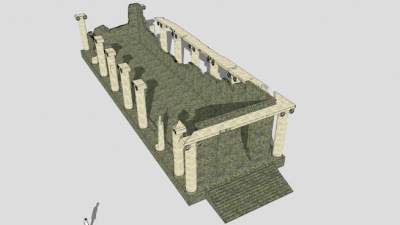 破败的古希腊神庙建筑SU模型下载_sketchup草图大师SKP模型