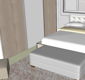 现代起居室卧室装修SU模型下载_sketchup草图大师SKP模型