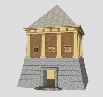 仿古陵墓建筑物SU模型下载_sketchup草图大师SKP模型